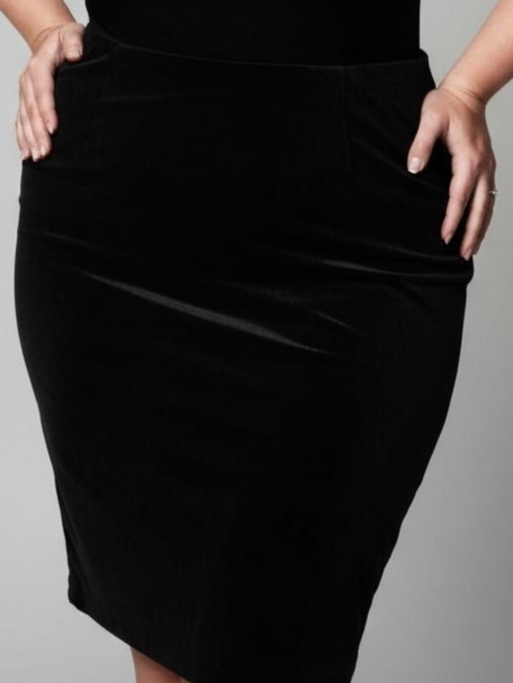 Michel Studio Stretchy Black Velvet Pencil Skirt